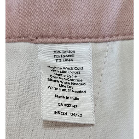 TALBOTS Women's 16 16W Cargo Pants Dusty Pink Cropped Cotton Linen Tencel 36 - Picture 7 of 7
